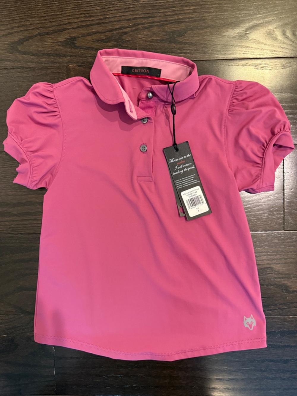 Greyson Pink Short Sleeve Polo with Puff Sleeves